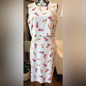 Ann Taylor, White Floral, Sleeveless, Pencil Dress, Size 10